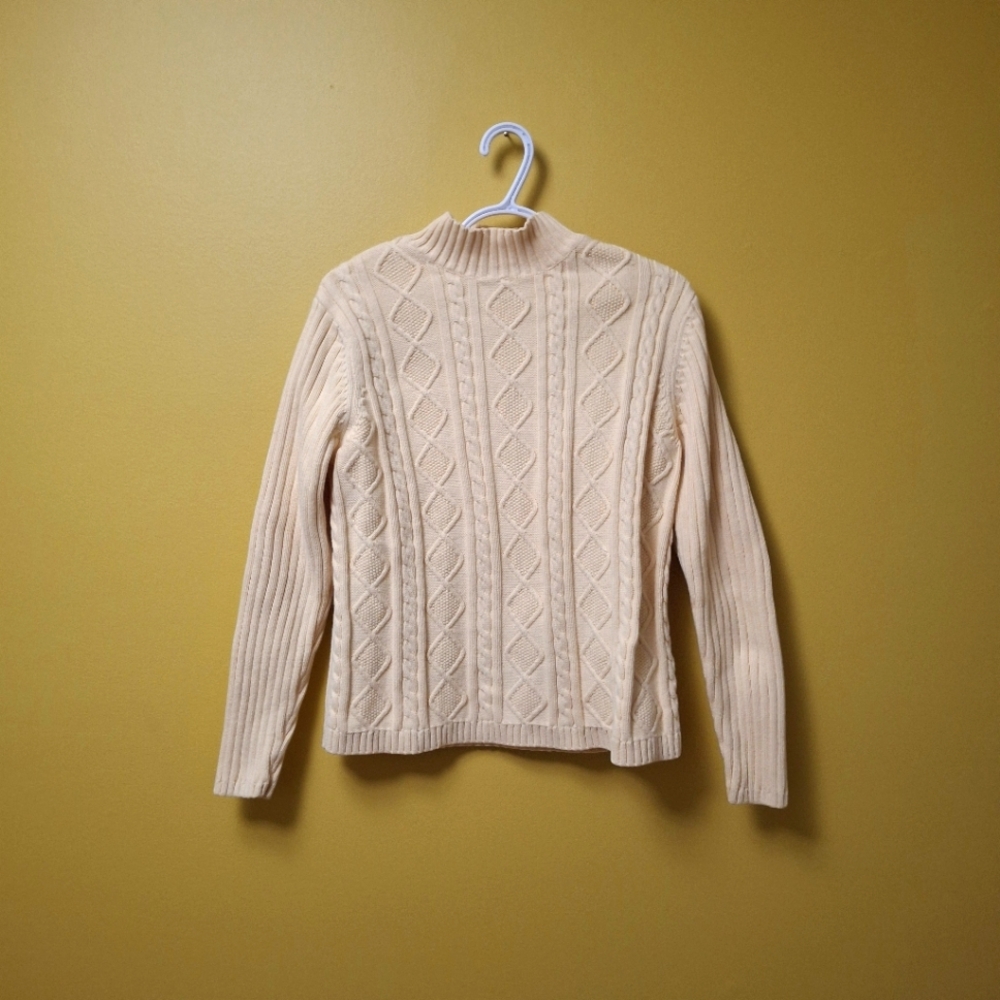 Northern Reflections Cream Knit Sweater Fisherman Style